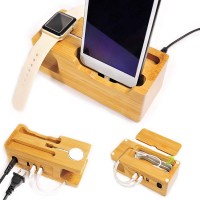 Wholesale Portable Wireless Charging Station Qi Bamboo Wood Wireless Phone Charger Stand